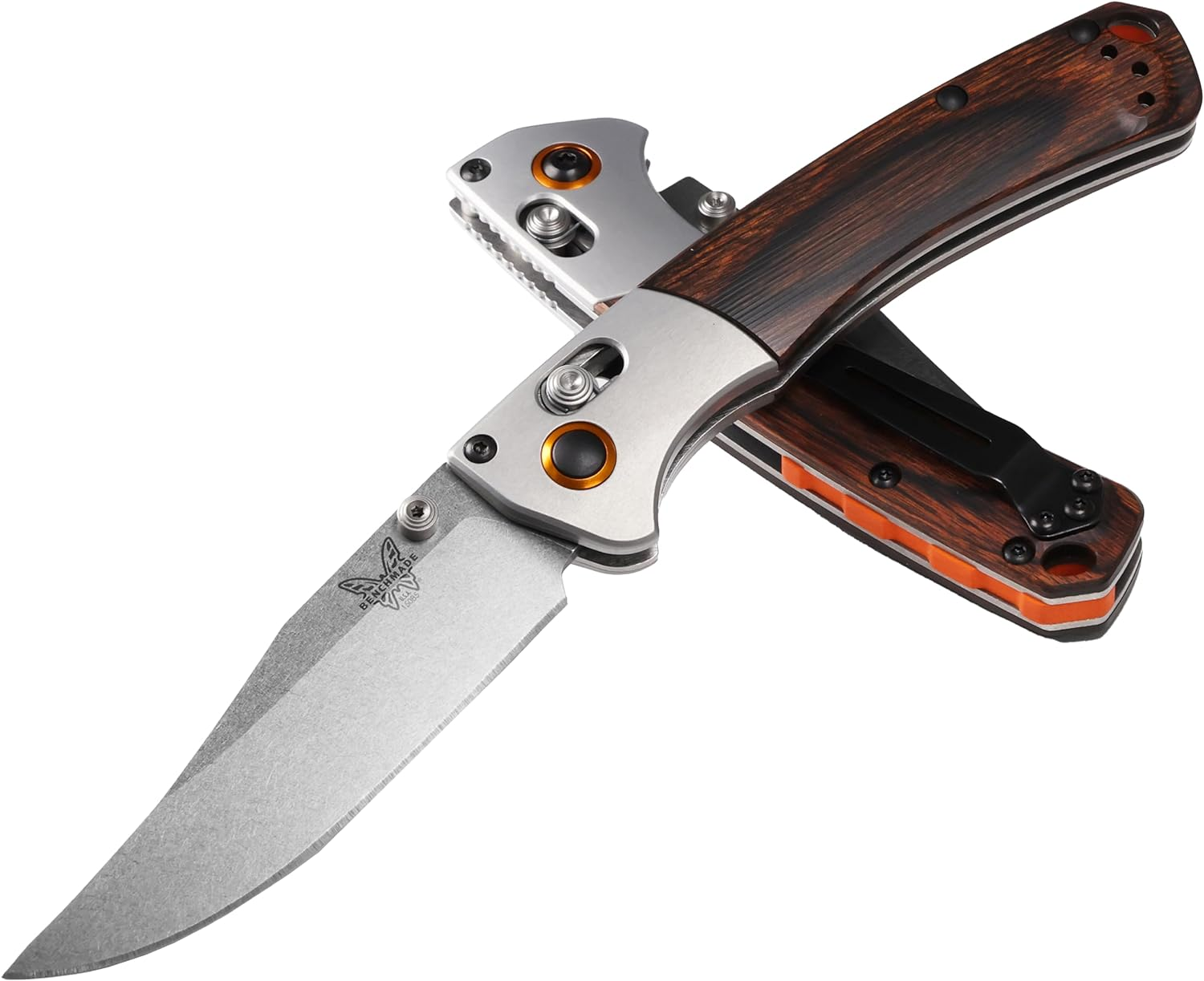 Benchmade - Mini Crooked River 15085 EDC Knife with Dark Brown Wood Handle (15085-2)